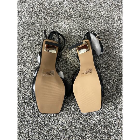 Women's Express Black and Gold Sculptural Heels Ankle Strap NEW Size 7 - Picture 5 of 5